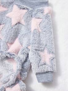 PETSIN 1pc Pink Pentagram Printed Pet Jumpsuit Gray Autumn And Winter Plush Warm And Comfortable Pet Warm Clothes - Multicolor - View 9