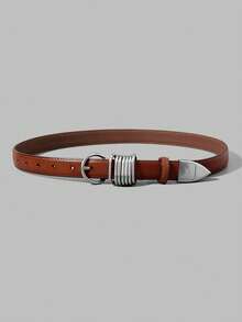 Ontre Women Fashionable Brown Metal Buckle Belts - Brown - View 2