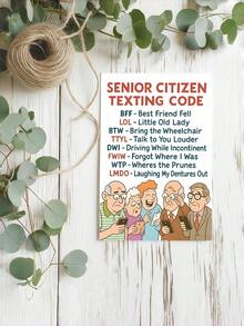 1pc "Senior Citizen Texting Code" Funny Birthday Card With Envelope, Humorous Senior Joke Greeting For Grandparents & Older Friends, Suitable For Birthdays & Milestones, Blank Inside - multicolor - View 8