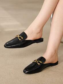 MOTF PREMIUM CASUAL COMFORTABLE METALLIC DETAIL FLATS, FOR NEW YEAR HOLIDAY, SPRING SHOES SPRING BREAK EASTER - Graphite Black - View 5
