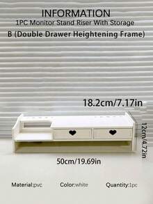 1PC Monitor Stand Riser With Storage, Dual-Layer Desktop Organizer For Laptop & Tablet, Ergonomic Screen Stand With Pen Holder & Drawer, Space-Saving Desk Shelf For Office, Home & Dorm - White - View 11