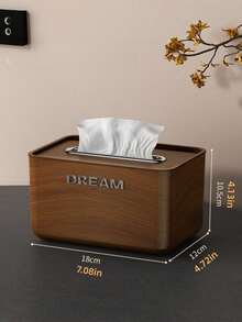 1PC Vintage Faux Walnut Wood Grain Finish Multifunctional Tabletop Storage Organizer Tissue Box Holder For Living Room Desk Home Decor Light Luxury Minimalist High End Stylish Retro Elegant Accent Piece - Multicolor - View 10