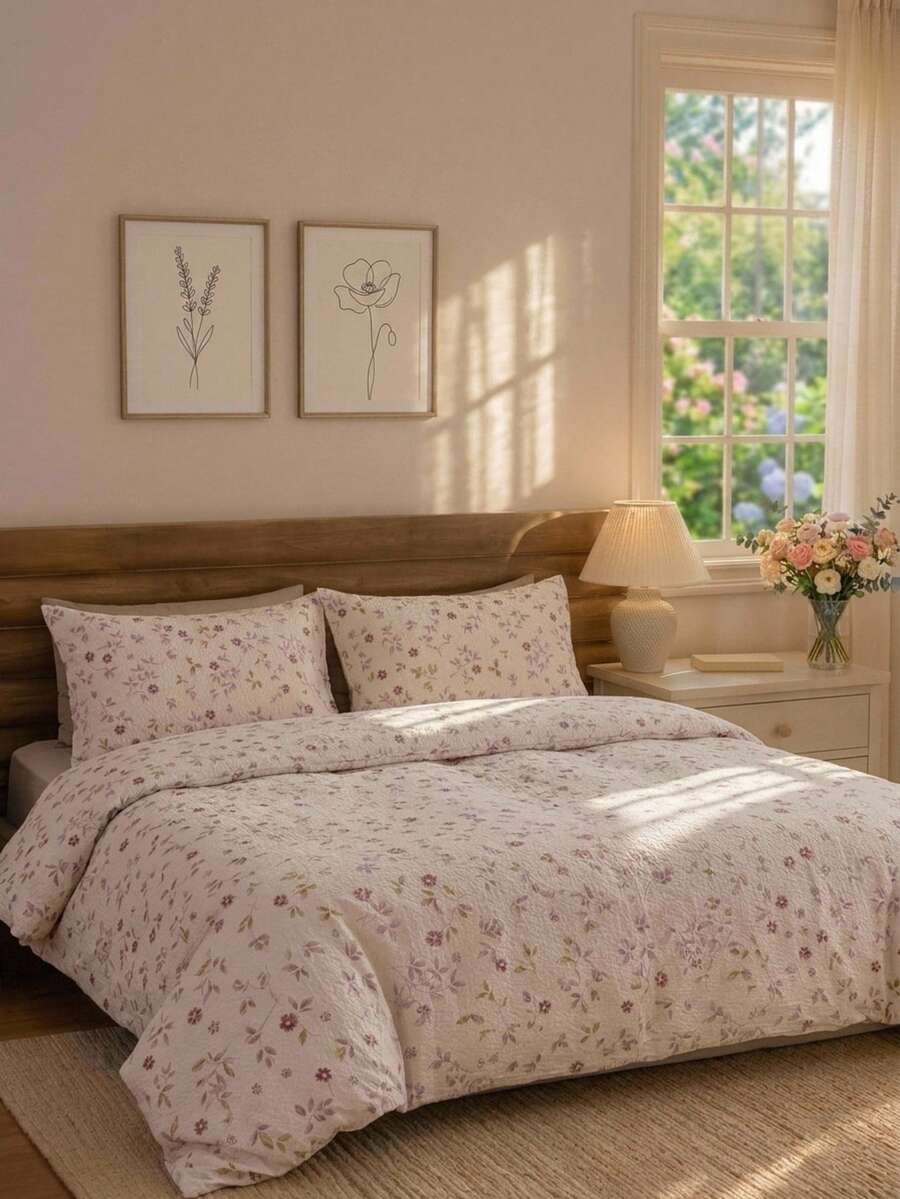 Cirelle 2/3 Teile 100% Polyester Crinkle Bubble Gauze Textur Bettwäsche Set, weich und hautfreundlich, moderne Polyester Bettwäsche Kollektion für alle Jahreszeiten, 1 Bettbezug + 1/2 Kissenbezüge (keine Bettdecke enthalten) - Verschiedenfarbig - Übersicht 1