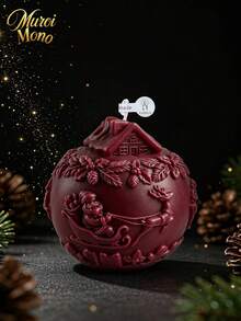 Muroi Mono Christmas Three-Dimensional Embossed Round Ball Aromatherapy Candles, Featuring Two Classic Christmas-Themed Designs, Paired With Christmas Trees, Snowmen, And Other Intricate Details, Available In Multiple Colors - Santa fireplace - View 5