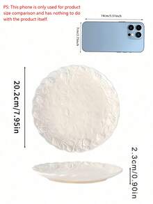 1件法式浪漫3D立体玫瑰浮雕陶瓷托盘，精致甜点/蛋糕盘，适合下午茶或作为圣诞礼物 - 白色 - 查看 3