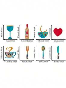 8PCS Creative Rustic Wooden Wall Art Hanging Set Fork Coffee Cup Wine Glass Shape Kitchen Cafe Restaurant Bar Wall Sign Home Decor Housewarming Halloween Christmas Gift Must Haves - multicolor - View 6
