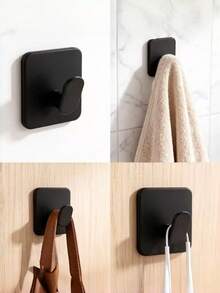 4 PCS No Drill Bathrobe Towel Hooks Self Adhesive Waterproof Rustproof Strong Hold Kitchen Bathroom Shower Door Key Coat Hat Rack Christmas Wreath Hanger Space Saving Multipurpose Organizer Home Office Garage Behind Door - View 5