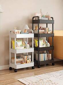 1PC Heavy Duty Multi Tier Portable Rolling Storage Cart Easy Assemble Compact Plastic Shelf Unit Fit Small Space Kitchen Bathroom Bedroom Office Home Commercial Storage Accessory - Multicolor - View 5