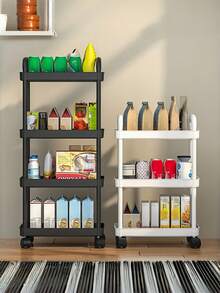 1PC Heavy Duty Multi Tier Portable Rolling Storage Cart Easy Assemble Compact Plastic Shelf Unit Fit Small Space Kitchen Bathroom Bedroom Office Home Commercial Storage Accessory - Multicolor - View 9