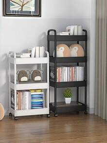 1PC Heavy Duty Multi Tier Portable Rolling Storage Cart Easy Assemble Compact Plastic Shelf Unit Fit Small Space Kitchen Bathroom Bedroom Office Home Commercial Storage Accessory - Multicolor - View 4