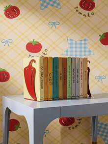 Joivida 2Pcs Bright Red Chili Cutout Hollow Metal Bookends, L Type Anti-Slip Heavy Duty Iron Book Stoppers, Creative Decorative Book Clips For Desktop, Bookshelf, Kitchen Cookbooks, Multi-Scene Household Office Countertop Book Storage Organizer Accessories - multicolor - View 3