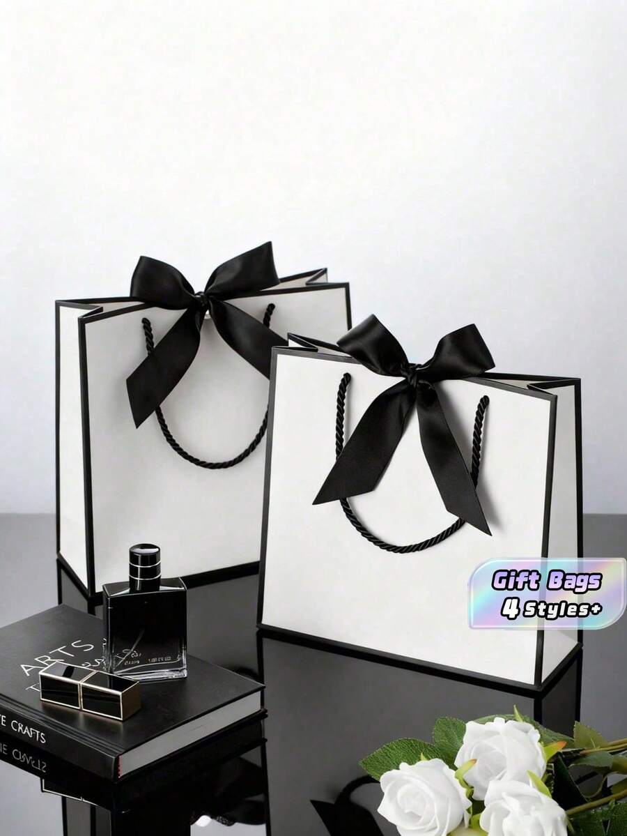 20 Kantong Kado Mini Horizontal dari Kertas Kraft dengan Pita Busur dan Pegangan, Kantong Kado Kertas Horizontal, Cocok untuk Mengucapkan Terima Kasih kepada Pengiring Pengantin di Pernikahan - warna-warni - View 1