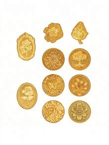 10/11pcs Golden Wax Seal Stamp Set With Wooden Handle, Metal Seal Wax Stamp Kit With Various Patterns For Letter, Greeting Card, And Gift Decoration - Multicolor - View 6