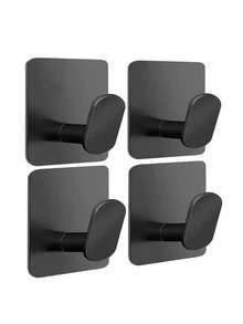 4 PCS No Drill Bathrobe Towel Hooks Self Adhesive Waterproof Rustproof Strong Hold Kitchen Bathroom Shower Door Key Coat Hat Rack Christmas Wreath Hanger Space Saving Multipurpose Organizer Home Office Garage Behind Door - View 3