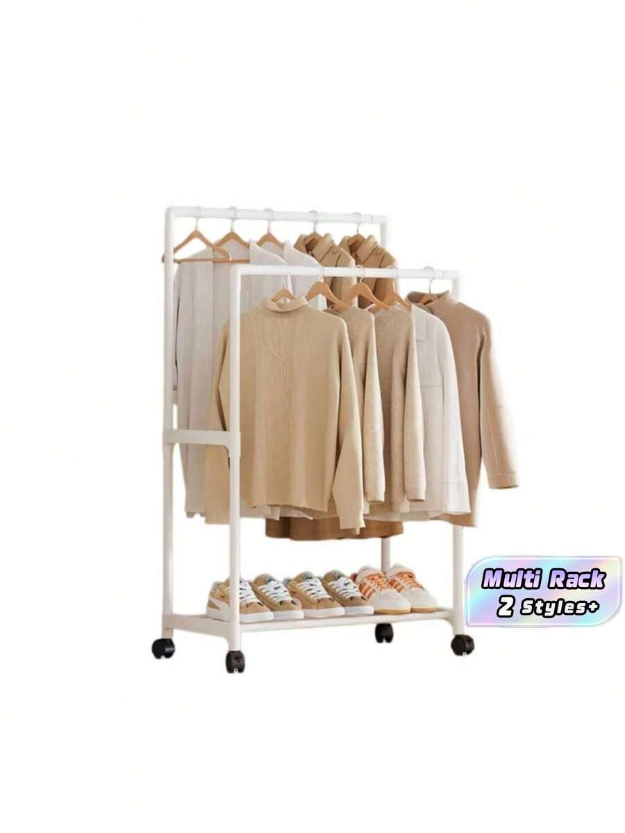 Multi Functional Coat Hat Rack Stand With Shoe Shelf Storage Organizer For Bedroom Entryway Space Saving Portable Easy Assembly Hanger Holder - Multicolor - View 1