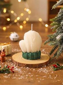 Cirelle 1PC Knitted‑Texture Christmas Mitten Shaped Scented Candle, Cute Winter Glove Decor Wax Candle, Festive Xmas Table Decor Atmosphere Ornament - multicolor - View 7