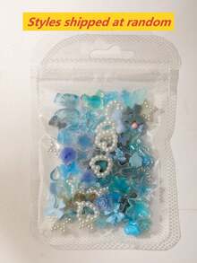100Pcs 3D Resin Nail Charms Set, Random Assorted Rose Peach Blossom Bow Snake Ice Cream Dragon Star Rabbit Animal Shapes, Rhinestone Faux Pearl Mix, DIY Handmade Craft Decor For Y2K Nail Art All Seasons - Multicolor 1 - View 7