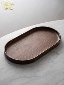 Muroi Mono 1pc PP Imitation Wood Grain Oval Serving Tray, Decorative Storage Platter For Snack Dessert Tea Cup, Kitchen Cafe Dining Table Home Decor - Multicolor - View 6
