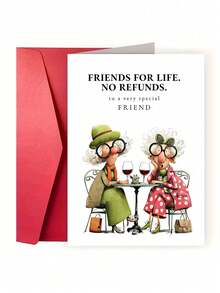 1 Piece Funny Best Friend Birthday Card With Envelope Friends For Life No Refunds Humorous Greeting Card For Friend Birthday Party Office Christmas Gift Exchange Secret Santa Stocking Stuffer Goodie Bag Surprise Present Thank You Note Keepsake - Holiday card - View 7