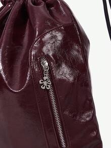 Viva Strut Ladies Backpack, Y2K  Cool Hot Girl, Zipper Design Metal Air Eye Rivets Fashion Drawstring Design Suitable For Daily Shopping On Campus - Burgundy - View 5