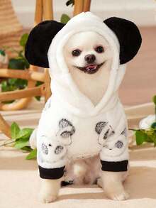 PETSIN 1pc Panda Head Print Cosplay Pet Jumpsuit Autumn And Winter Thick Warm Flannel Pet Clothing - Multicolor - View 7