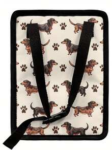1PC Polyester Material Foldable Reusable Leak Resistant Lightweight Portable Hanging Design Dachshund Pattern Car Trash Bin Vehicle Waste Container For Most Vehicles Road Trip Daily Commute Car Interior Organizer Auto - Multicolor - View 5