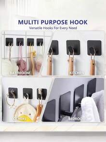 4 PCS No Drill Bathrobe Towel Hooks Self Adhesive Waterproof Rustproof Strong Hold Kitchen Bathroom Shower Door Key Coat Hat Rack Christmas Wreath Hanger Space Saving Multipurpose Organizer Home Office Garage Behind Door - View 4