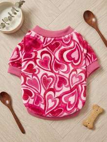 PETSIN 1 Pc Fleece Heart Print Warm Crewneck For Pet Dogs & Cats, Universal - Multicolor - View 3