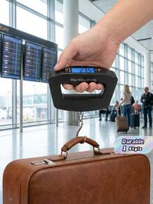 1PC 50KG Electronic Luggage Scale With Hook, Portable Travel Scale With Backlight, Digital Travel Hanging Scale, Travel Essential - Black - View 1