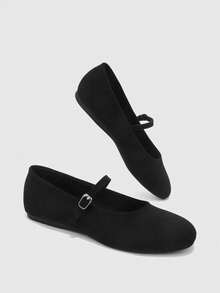 CUCCOO BIZCHIC Round Toe Women's Shoes, Low Vamp Comfortable Solid Color Flats, Suitable For Leisure Commuting And Versatile Vacation Fall Shoes - Black - View 3