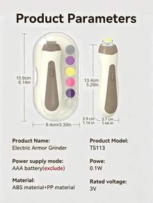 Teckwe 1 Set Electric Nail Trimmer, Includes 6 Polishing Heads, Silent Nail File, Nail Clipper And Manicure Tool Kit (Requires 2 AAA Batteries, Not Included) - Coffee apricot - View 7