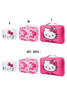 HELLO KITTY AND FRIENDS | SHEIN Cute Pink Zipper Travel Clothing Pouches With Cartoon Prints, Single/Set Options. Spacious Interior To Store Garments And Underwears For Trips - Pink rose red white - View 11