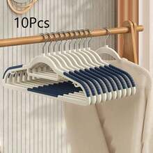 10pcs Multi-Functional Household Clothes Hangers, Traceless Non-Slip Design, Thickened And Reinforced Shoulder-Saving Dual Hangers, Suitable For Drying Wet And Dry Clothes - Grey - View 10
