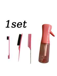 4-Piece Professional Hairdressing Tool Set, Including Spray Bottle, Pointed Comb, Eyebrow Brush, Volumizing Comb For Daily Hair Cleaning And Brushing, Wet And Dry Curling Comb, Parting Brush, Coarse And Fine Hair Care - Multicolor - View 7