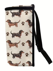 1PC Polyester Material Foldable Reusable Leak Resistant Lightweight Portable Hanging Design Dachshund Pattern Car Trash Bin Vehicle Waste Container For Most Vehicles Road Trip Daily Commute Car Interior Organizer Auto - Multicolor - View 10