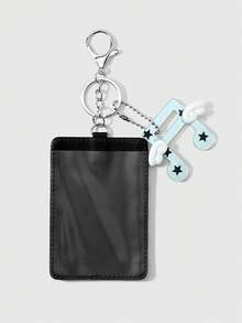ROMWE Anime 1 Simple High-End Casual Blue Polka Dot Wing Note Star Pickup Cover, Card Card, Student ID Card Cover DIY Keychain, Bag Pendant, Daily Wear - Blue - View 8