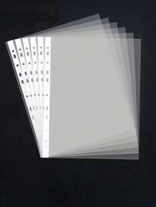 100/200 piezas Bolsas transparentes A4 con 11 orificios para carpeta, fundas duraderas para documentos, insertos para carpetas, organizador de suministros de oficina y escuela, bolsas de almacenamiento, soporte para papel, accesorios de papelería - Talla única - Ver 11