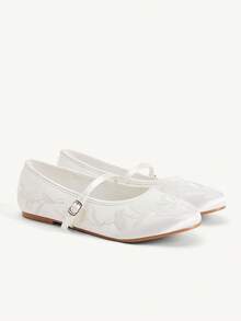 CUCCOO CHICEST 女款白色緞面刺繡時尚度假沙灘優雅平底鞋 - 白色色丁 - 查看 2