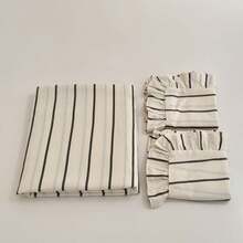 Cirelle 3pcs Ruffled Striped Duvet Cover Set - Soft Polyester Black And White Vertical Striped Bedding Set, Cottagecore Quilt Cover With Ruffle Fringe Trim (Duvet Cover No Ruffles, No Insert) - sunset - View 3