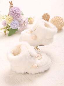 SHEIN Winter Soft-Soled Baby Shoes, Warm And Non-Slip, Suitable For 3-6-12 Months Baby Toddler Boots - White - View 6