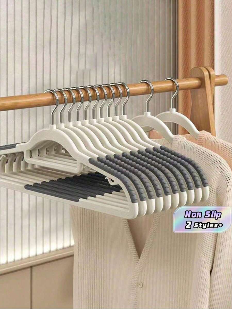10pcs Multi-Functional Household Clothes Hangers, Traceless Non-Slip Design, Thickened And Reinforced Shoulder-Saving Dual Hangers, Suitable For Drying Wet And Dry Clothes