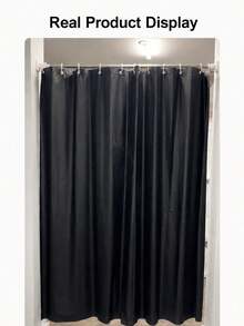 1PC Multi Size Black Solid PEVA Plastic Waterproof Moisture Proof Machine Washable Mildew Resistant Shower Curtain Bathroom Partition Liner Privacy Screen Home Decor Housewarming Gift Bathroom Accessories Must Haves - Black - View 14