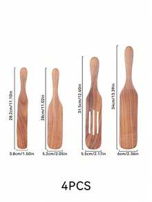 Cirelle Set Peralatan Masak Kayu 4 Buah, Set Sendok dan Spatula Kayu Alami untuk Peralatan Masak Anti Lengket, Sendok Kayu Tahan Panas untuk Memasak, Mencampur, Menyajikan, Mengaduk, Set Peralatan Dapur - View 6