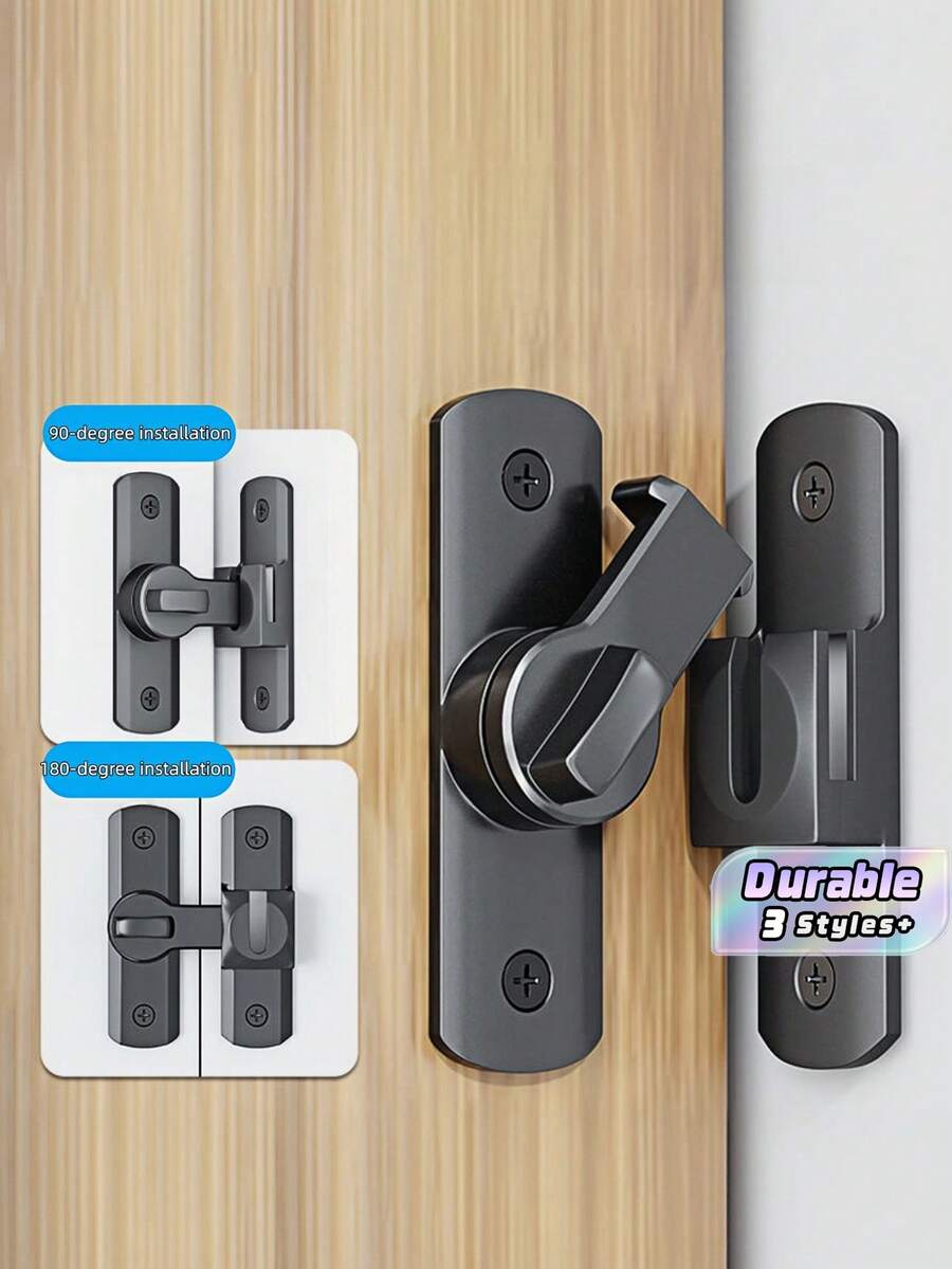 Sturdy Metal Padlock-90/180 Degree Rotating Safety Lock, Suitable For Barn Doors, Bathroom Sliding Doors, Garages, Bedrooms, Cabinets-Durable Zinc Alloy Safety Door Locks With Anti-Pry Function, Commercial-Grade Home Safety/Protection - Multicolor - View 1