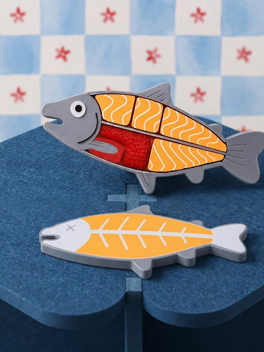 Joivida Novelty Salmon-Shaped With Segmented Fish Meat And Roe Layout, Crafted With Fine Textured Surface For Comfortable Touch. Every Separable Part Works As Independent Pressable Button, Offering Varied Tactile Feedback During Daily Use. - multicolor - View 1