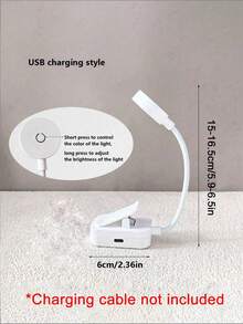 Teckwe 1pc 4-LED White Clip-On Eye-Care Reading Light, Rechargeable Book Light, 3 Color Temperatures, Dimmable Brightness, Mini Portable Clip-On Reading Lamp(Charging Cable Not Included) - one-size - View 8