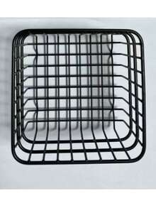 1 Matte Black Trapezoidal Minimalist Tabletop Storage Basket, Metal Organizer Basket For Kitchen And Bathroom Without Drilling, Small Golden Trapezoidal Basket, Pink Rectangular Basket, Bathroom Accessories, Room Decoration - Multicolor - View 12