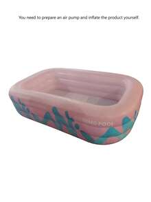 Vibrant Pink Striped Inflatable Swimming Pool , Super Large Family Adult Inflatable Pool, Outdoor Water Play Gadget, Ideal For Summer Garden Fun, Rectangular Pvc Swimming Pool, - A - View 8