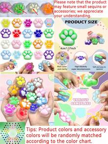 MINKOJA Stress Relief Toy Taba MINI Cat Paw, 1/5/10/20/30/40Pcs Squeeze Toy Paw, Cute Sensory Toys, Handmade Soft Silicone Sticky Toys, Bouncy Stress And Relaxation Toy, Stretchable Springy Cat Paw, Gifts For Girl,Birthday Gifts,Party Gift - Multicolor - View 13