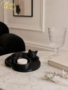 Muroi Mono 1PC/2PCS 3D Printed Cat‑Shaped Candle Holder Tray, Stylish Curved Cat Outline Design, Holds Candles And Small Trinkets For Tabletop Ornament, Home Decor Piece, Fit For Desktop Display And Holiday Gift Giving For Household Decor Lovers - multicolor - View 6